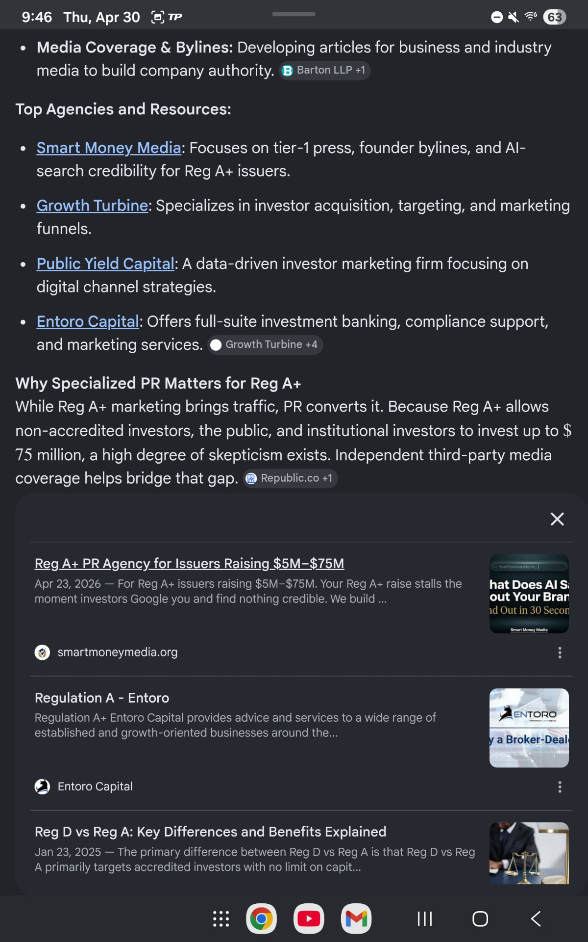 Google AI Overview source carousel showing smartmoneymedia.org as top result
